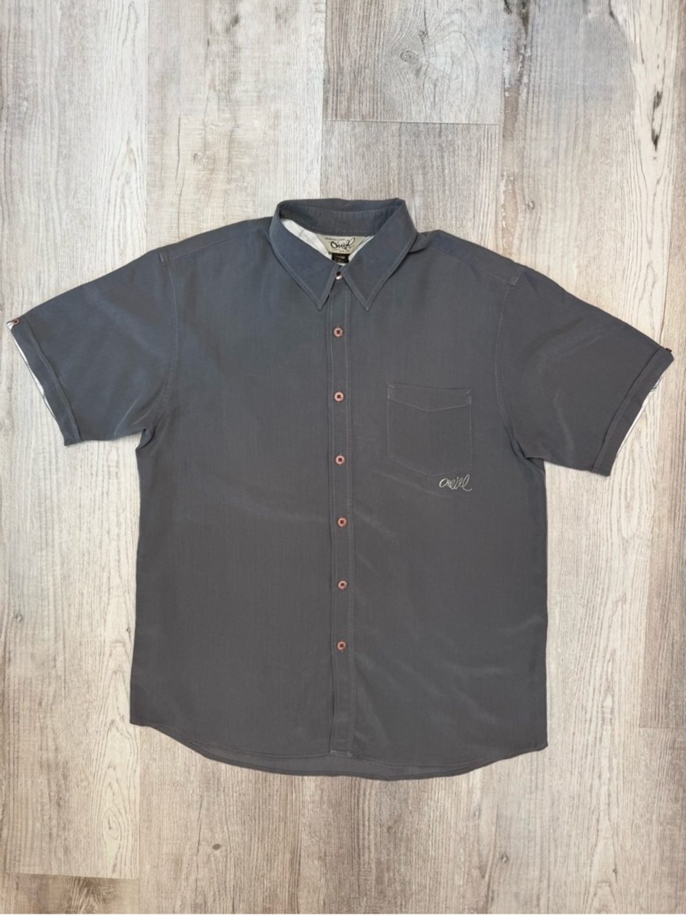 O'Neill Men's Traveler UPF Traverse Solid Short Sleeve Shirt Charcoal Gray M